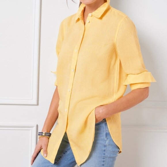 New Talbots Bare Silk Yellow Button Down Blouse Size 22W - Picture 1 of 9